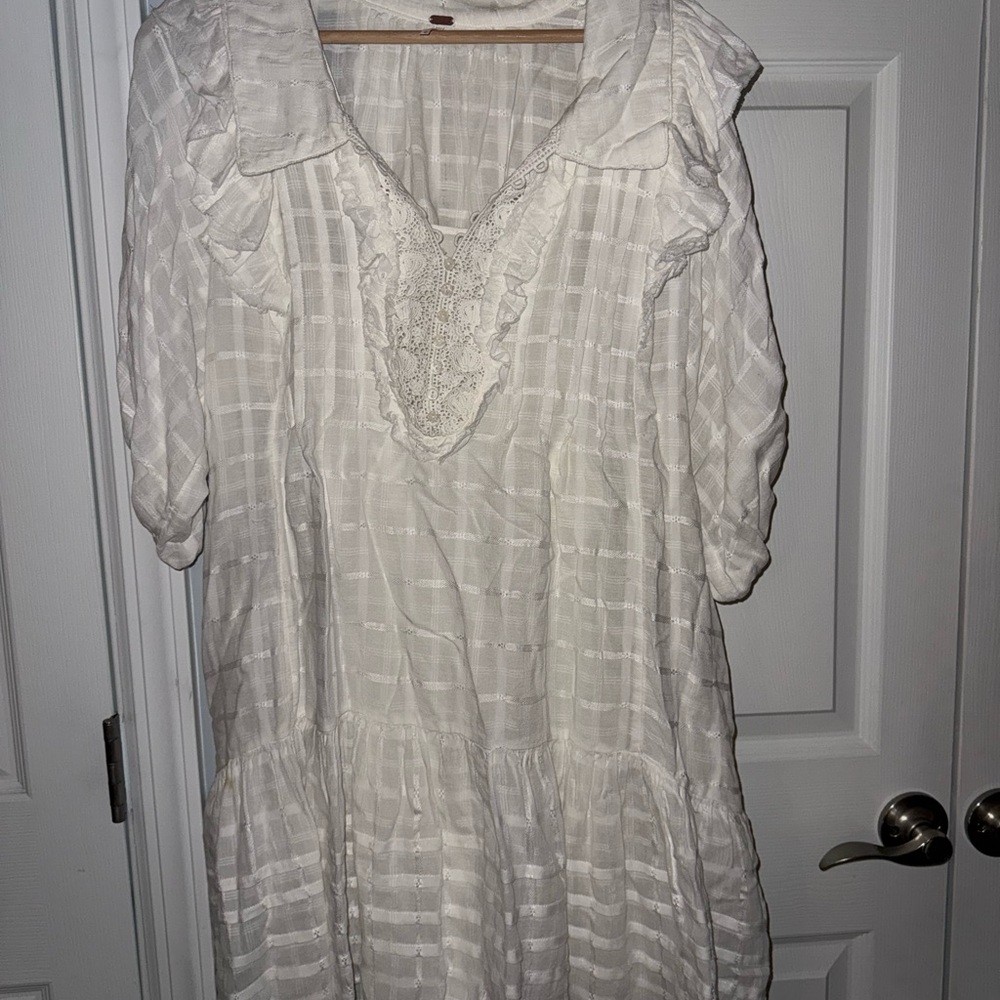 Free people White Lace-Trimmed Dress